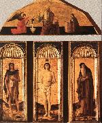 BELLINI, Giovanni St Sebastian Triptych oil on canvas